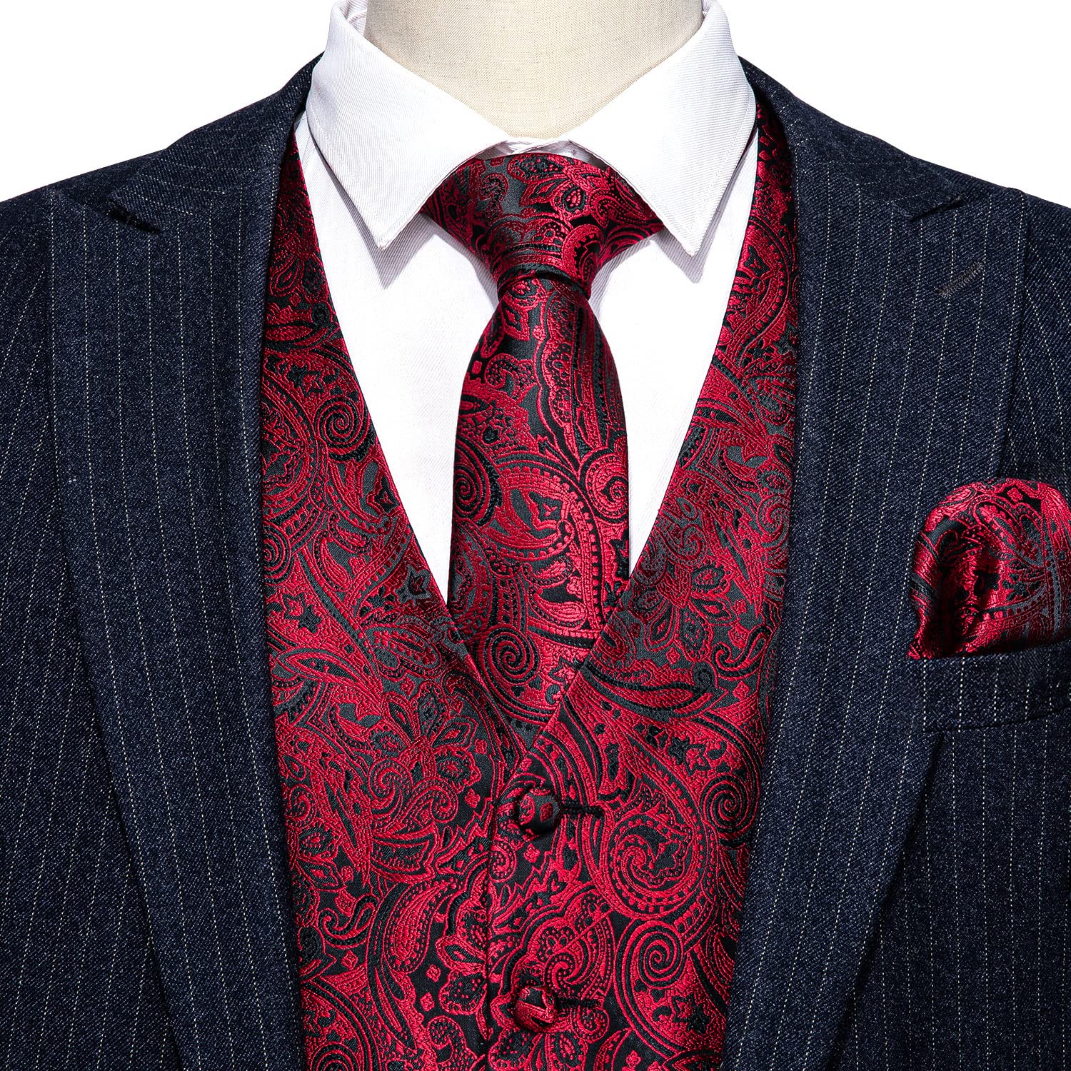 Foto 6 pulgar | Conjunto De Chaleco Barry.wang Paisley De Seda Jacquard Para Hombre - Venta Internacional.