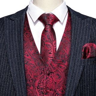 Foto 5 | Conjunto De Chaleco Barry.wang Paisley De Seda Jacquard Para Hombre - Venta Internacional.