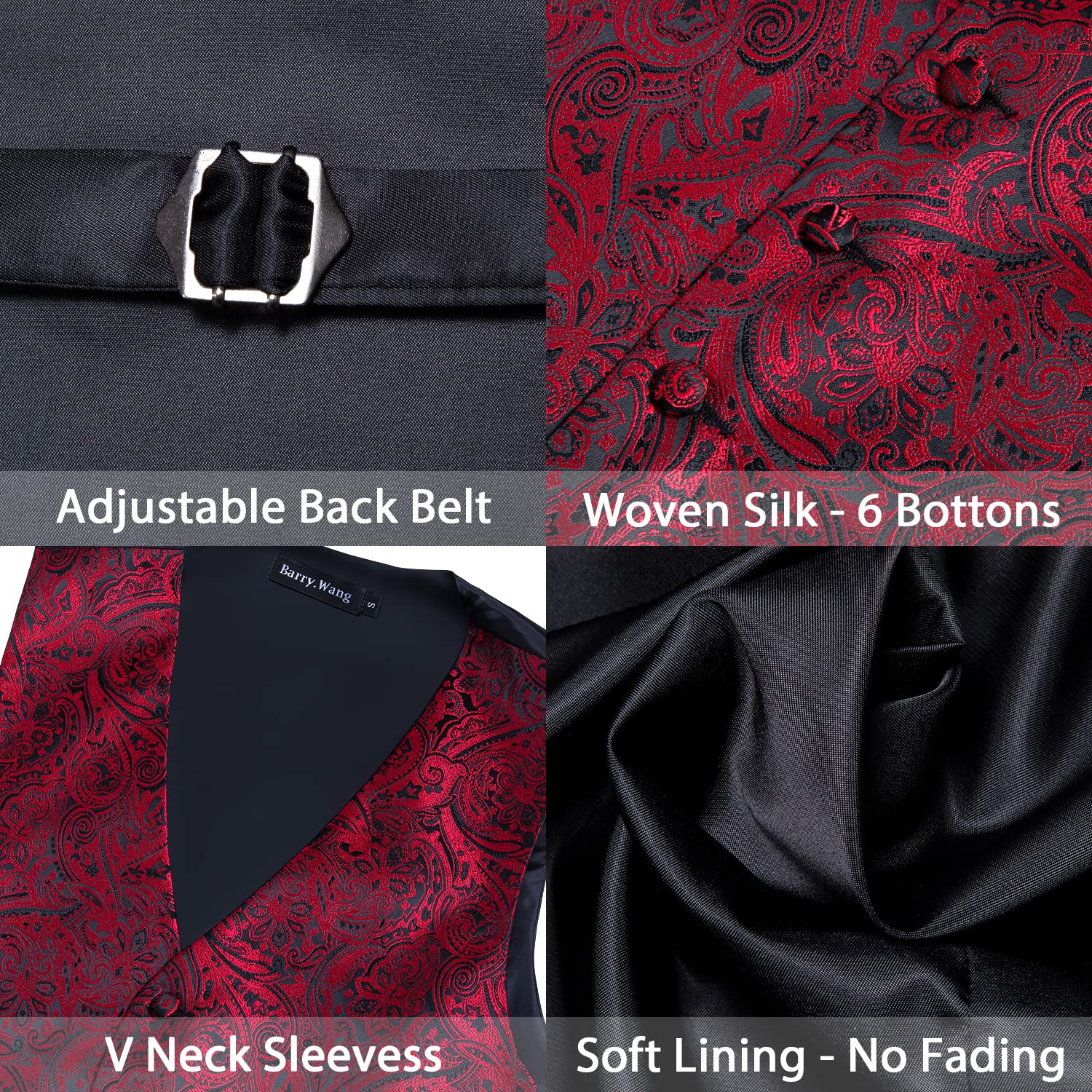 Foto 8 pulgar | Conjunto De Chaleco Barry.wang Paisley De Seda Jacquard Para Hombre - Venta Internacional.