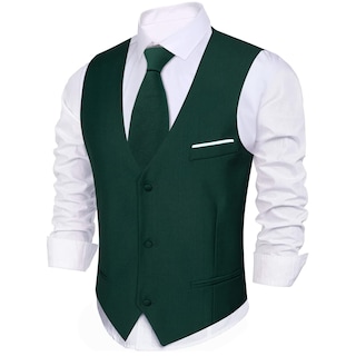 Foto 4 | Conjunto De Chaleco Barry.wang Para Hombre, Corte Ajustado, Verde Esmeralda - Venta Internacional.