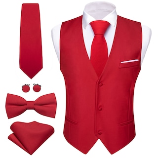 Foto 1 | Conjunto De Chaleco Barry.wang Para Hombre, Rojo, Formal, De Negocios, Ajustado - Venta Internacional.
