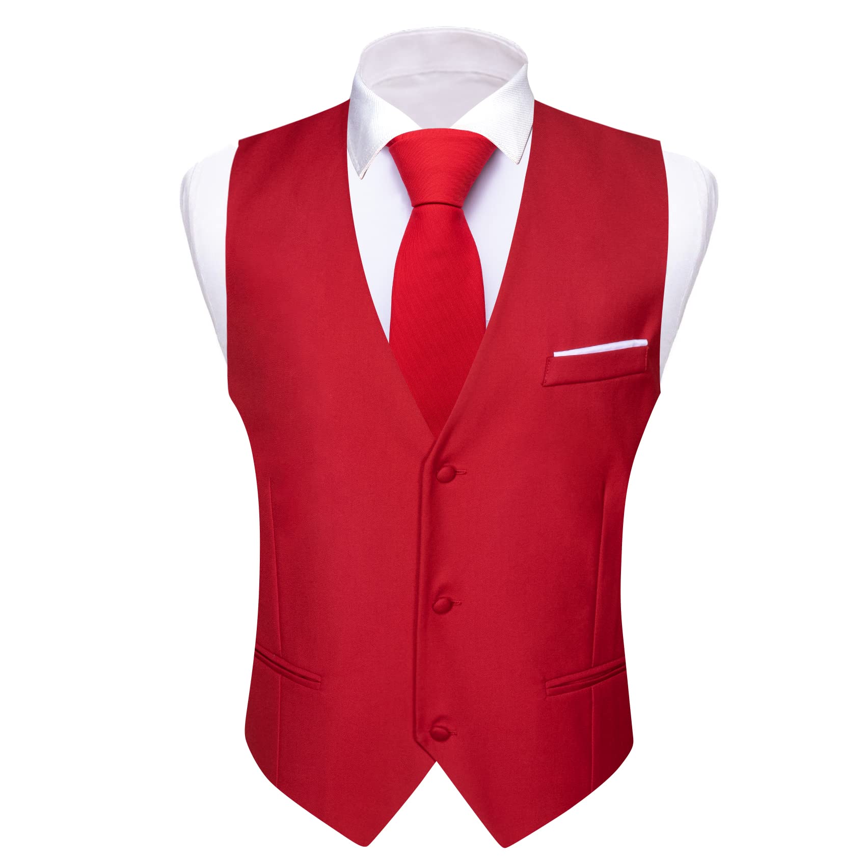 Foto 4 pulgar | Conjunto De Chaleco Barry.wang Para Hombre, Rojo, Formal, De Negocios, Ajustado - Venta Internacional.