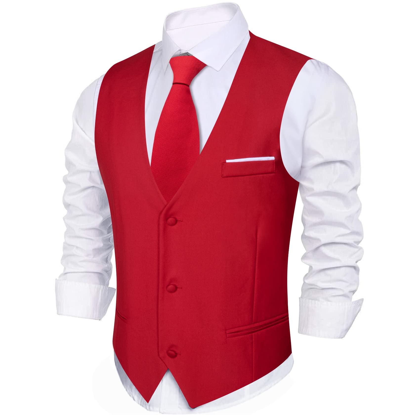 Foto 5 pulgar | Conjunto De Chaleco Barry.wang Para Hombre, Rojo, Formal, De Negocios, Ajustado - Venta Internacional.