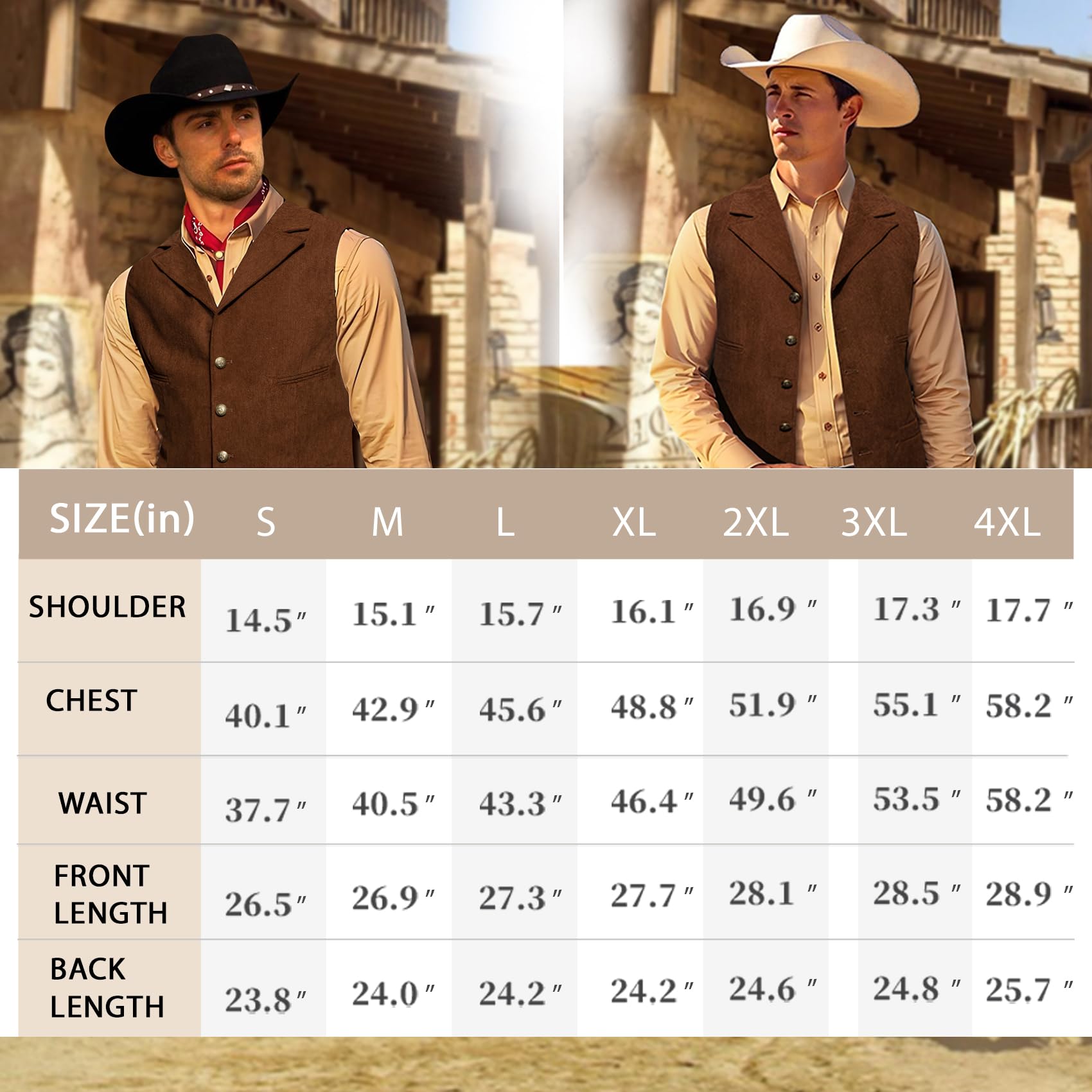 Foto 2 | Chaleco Barry.wang De Pana Para Hombre, Cuello En V, Estilo Vaquero, Corte Ajustado - Venta Internacional.