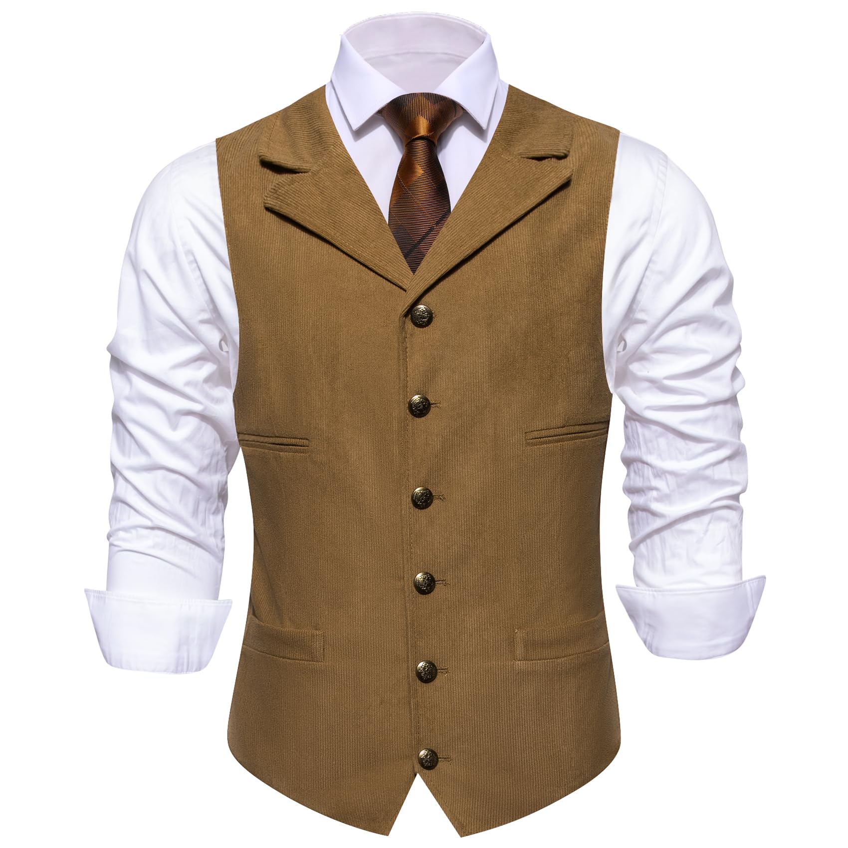 Foto 5 pulgar | Chaleco Barry.wang De Pana Para Hombre, Cuello En V, Estilo Vaquero, Corte Ajustado - Venta Internacional.