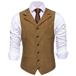 Foto 4 | Chaleco Barry.wang De Pana Para Hombre, Cuello En V, Estilo Vaquero, Corte Ajustado - Venta Internacional.