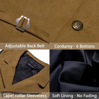 Foto 7 | Chaleco Barry.wang De Pana Para Hombre, Cuello En V, Estilo Vaquero, Corte Ajustado - Venta Internacional.