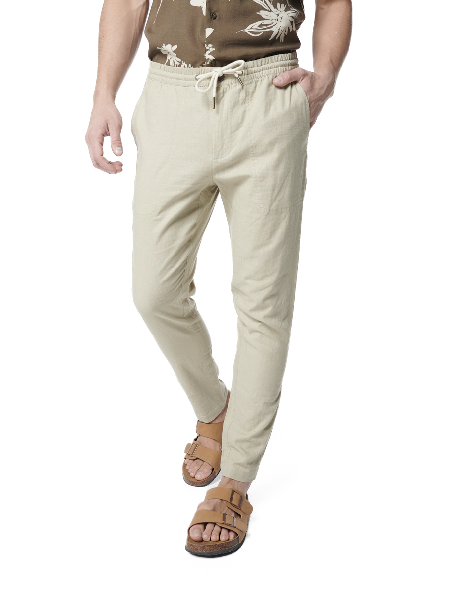 Foto 2 pulgar | Pantalón de Lino Generra 318302 color Beige para Hombre