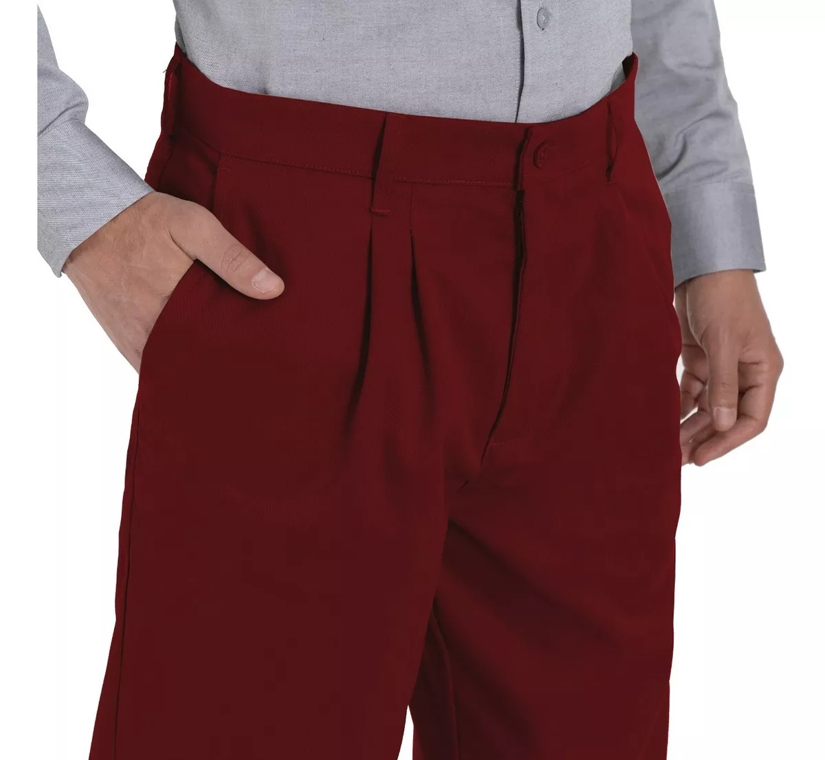 Foto 5 pulgar | Pantalón de Vestir Casual Uni de Gabardina con Pinzas y Bolsas color Vino