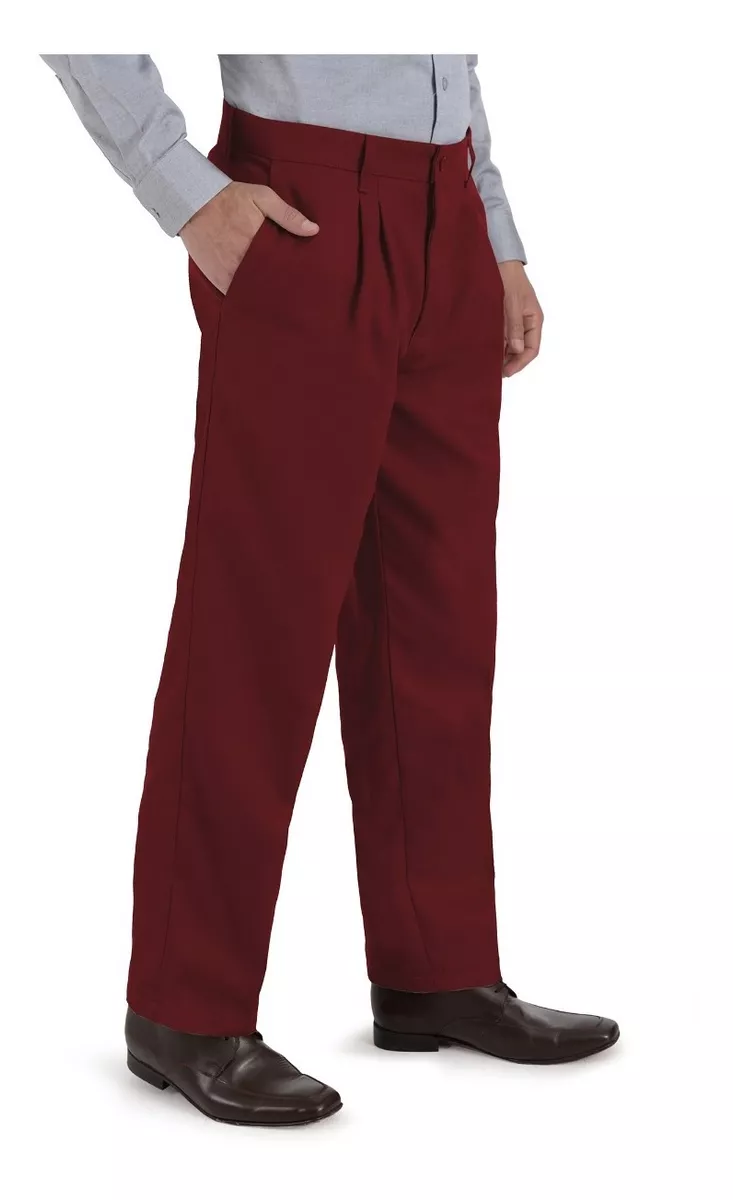 Foto 5 | Pantalón de Vestir Casual Uni de Gabardina con Pinzas y Bolsas color Vino