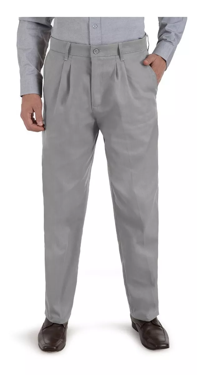 Foto 2 pulgar | Pantalon de Vestir Uni Casual de Gabardina con Pinzas y Bolsas