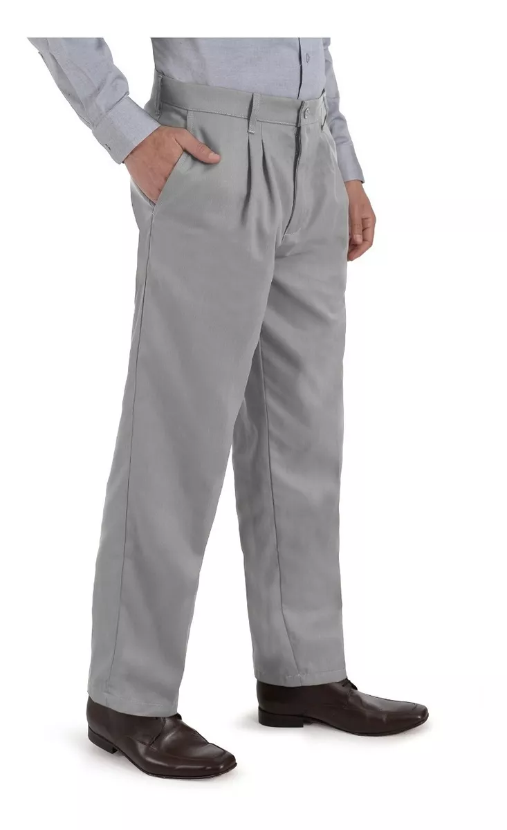 Foto 4 pulgar | Pantalon de Vestir Uni Casual de Gabardina con Pinzas y Bolsas