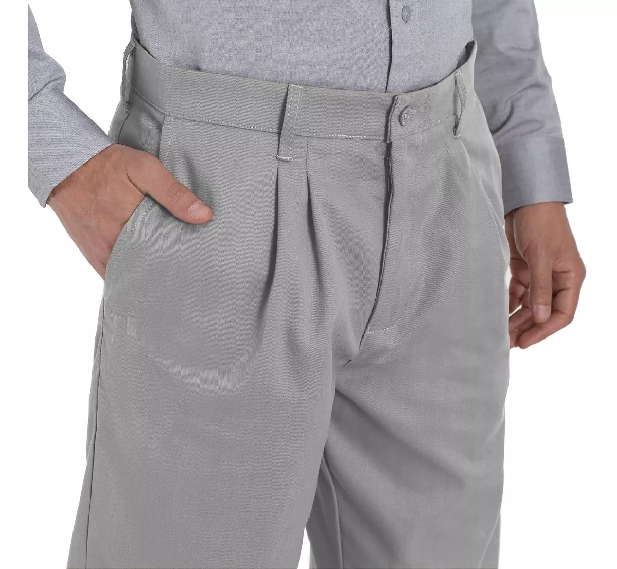 Foto 5 pulgar | Pantalon de Vestir Uni Casual de Gabardina con Pinzas y Bolsas