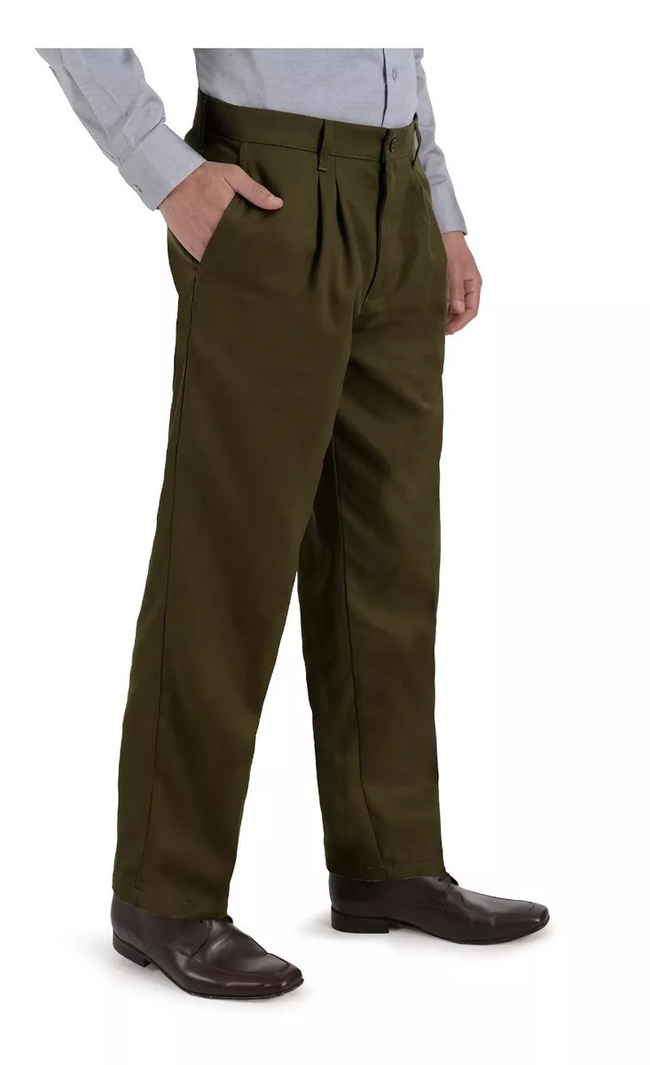 Foto 3 | Pantalón de Vestir Casual de Gabardina con Pinzas y Bolsas color Verde