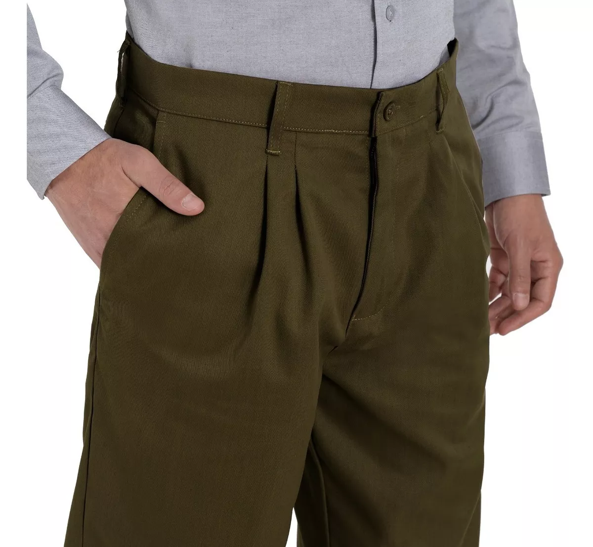 Foto 5 pulgar | Pantalón de Vestir Casual de Gabardina con Pinzas y Bolsas color Verde