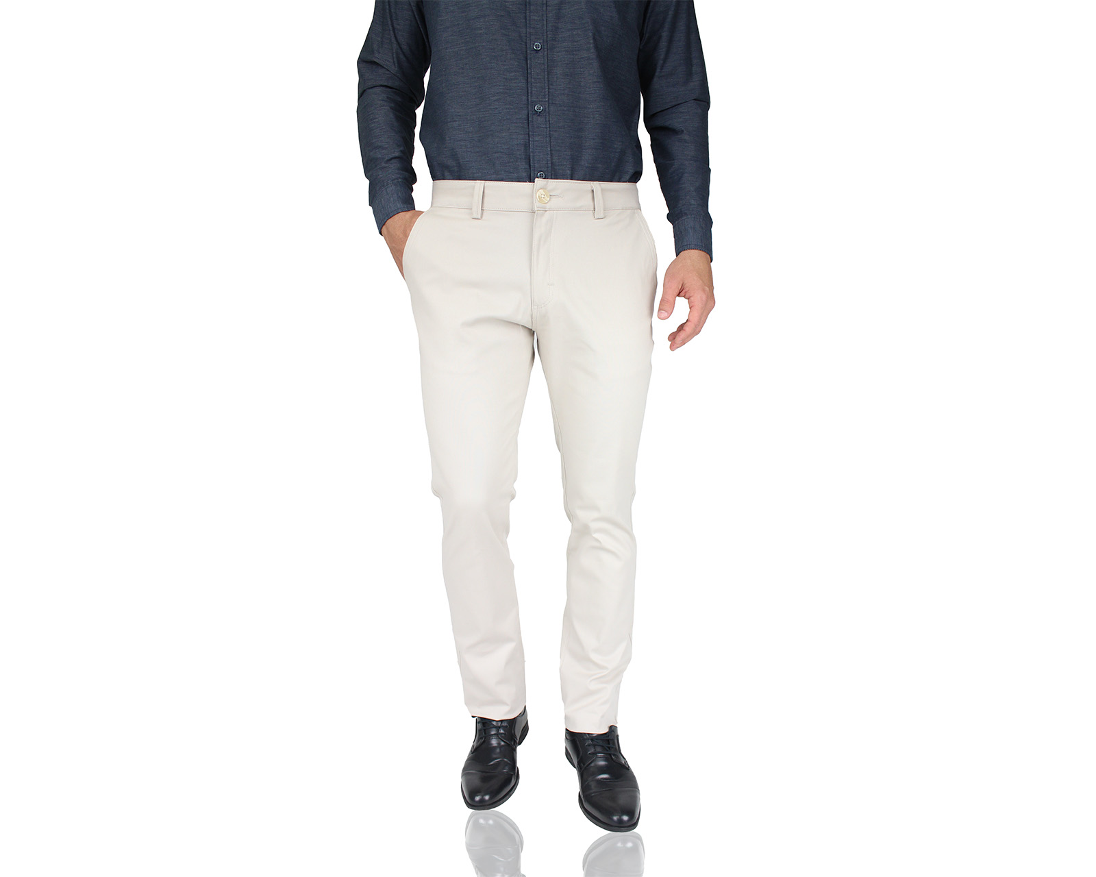 Foto 2 pulgar | Pantalón De Vestir Para Hombre Rams Cottons Modelo Cartagena Color Arena Corte Slim Fit Stretch