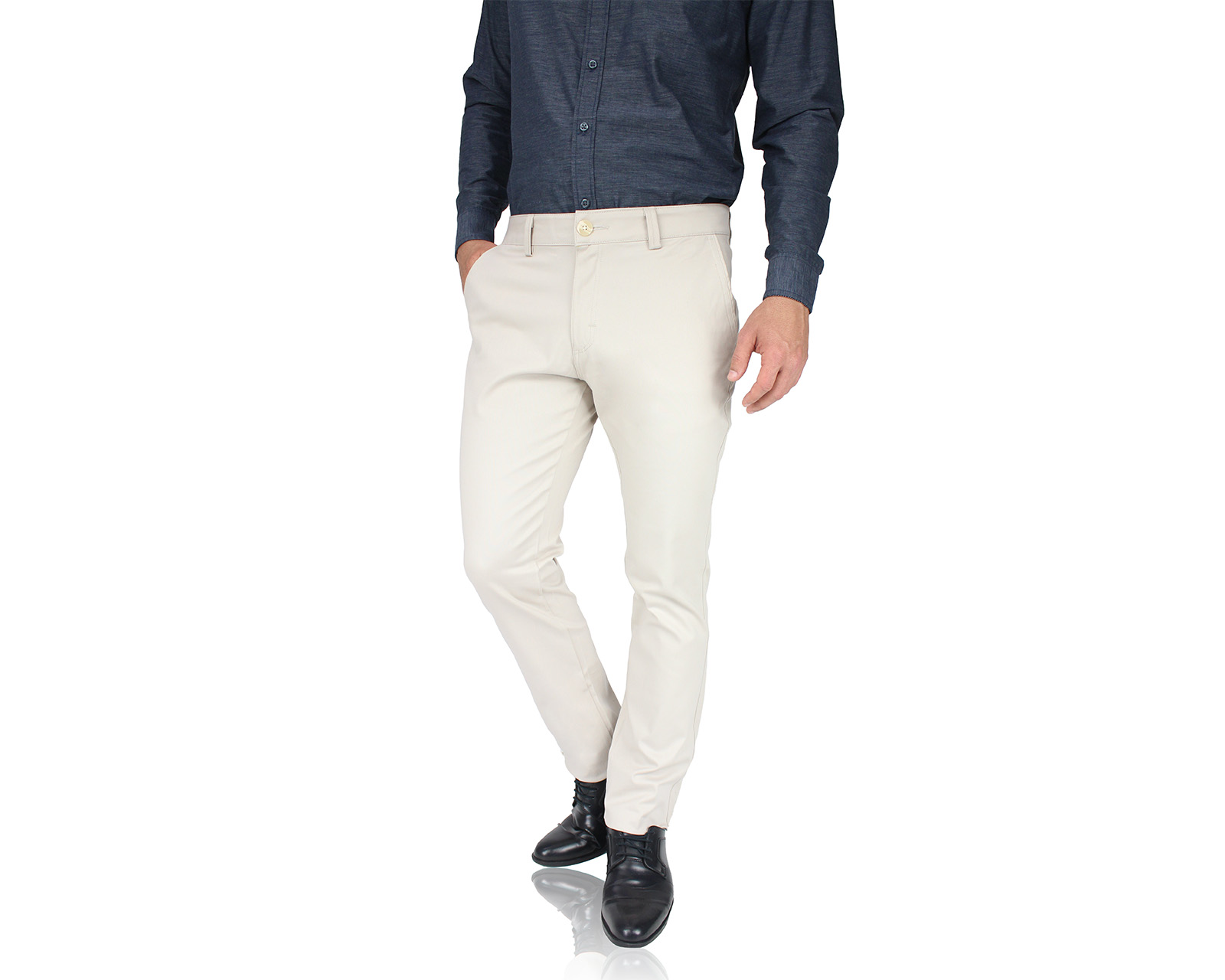 Foto 2 | Pantalón De Vestir Para Hombre Rams Cottons Modelo Cartagena Color Arena Corte Slim Fit Stretch