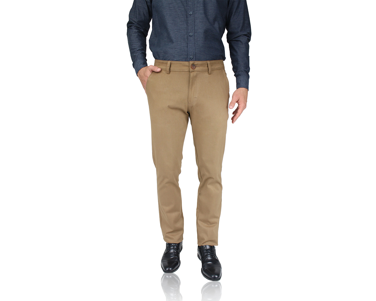 Pantalón De Vestir Para Hombre Rams Cottons Modelo Cartagena Color Camel Corte Slim Fit Stretch