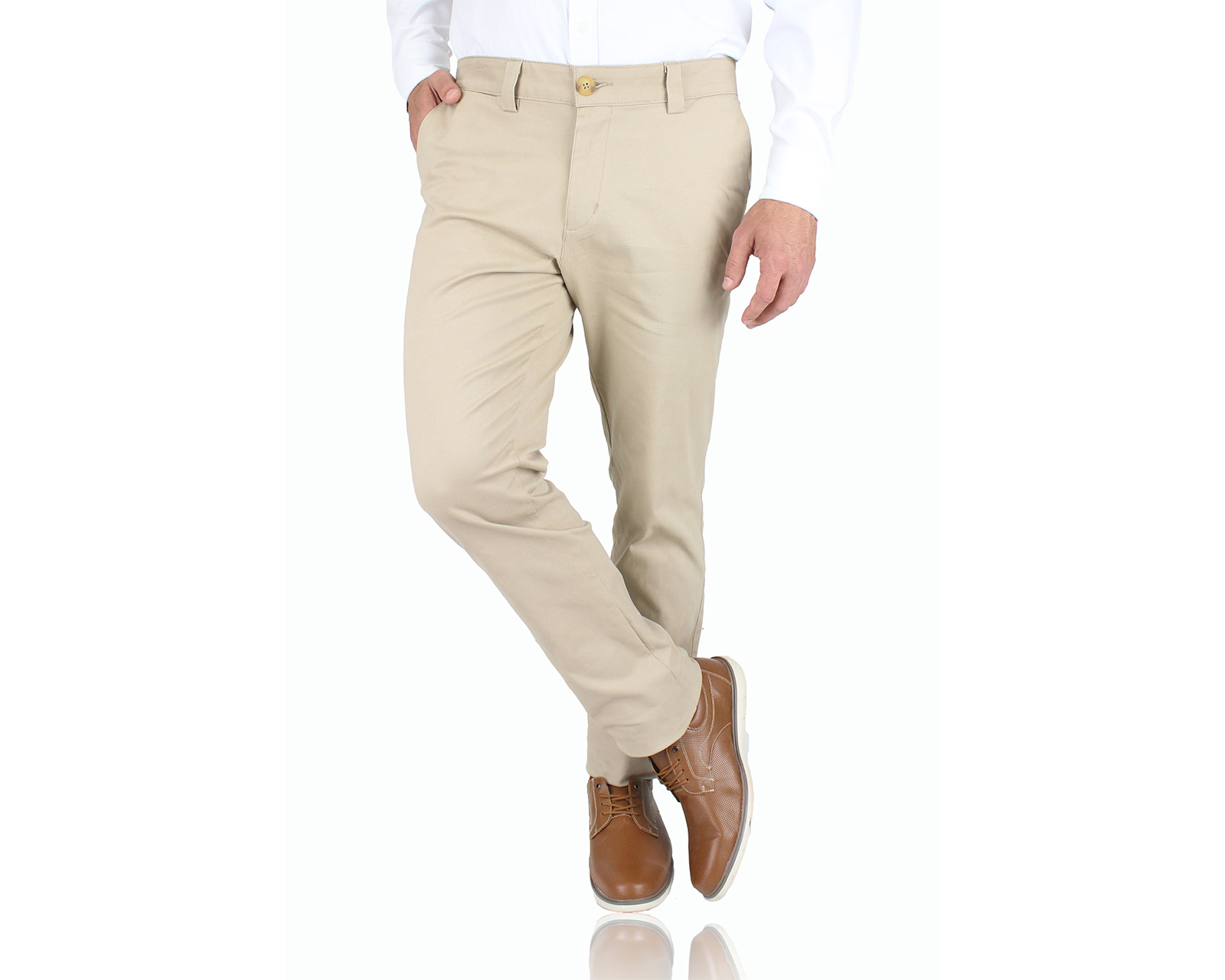 Foto 2 pulgar | Pantalón De Vestir Marca Rams Cottons Modelo Chino Color Caki Slim Fit para Hombre