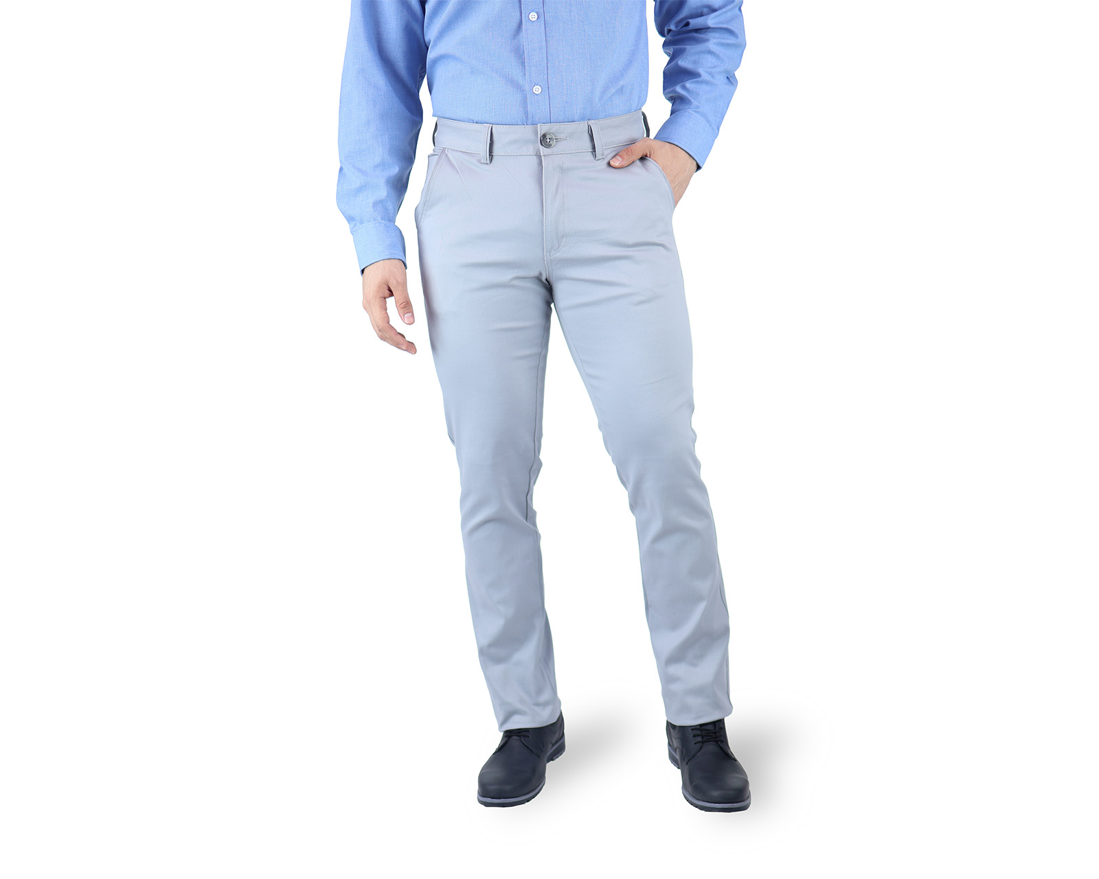 Pantalon De Vestir Para Hombre Marca Rams Cottons Modelo Color Gris Perla Corte Slim Fit