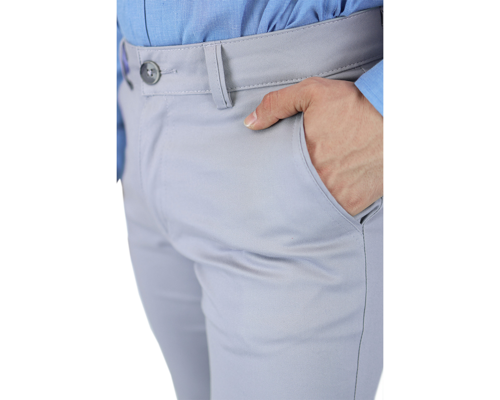 Foto 6 | Pantalon De Vestir Para Hombre Marca Rams Cottons Modelo Color Gris Perla Corte Slim Fit