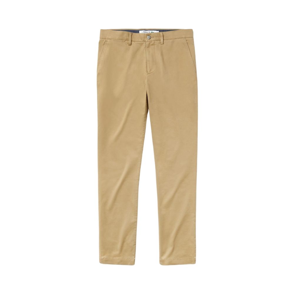 Pantalón Lacoste Beige Slim Fit En Gabardina Stretch Para Hombre