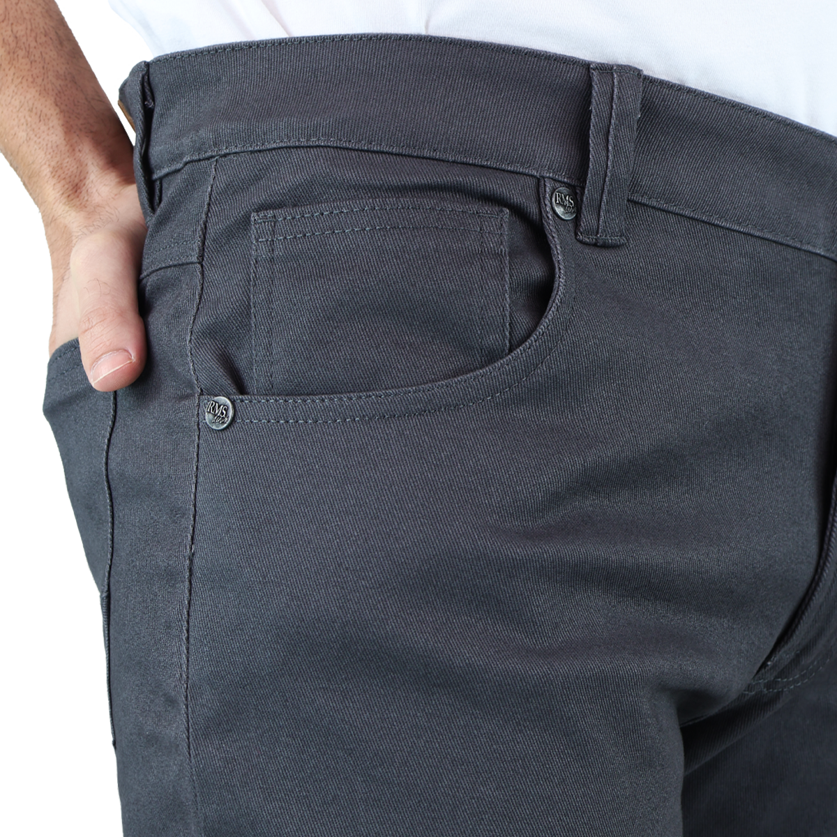 Foto 7 pulgar | Pantalón De Vestir Para Hombre Marca Rams Cottons Modelo Bull Denim  Color Gris Corte Slim Fit