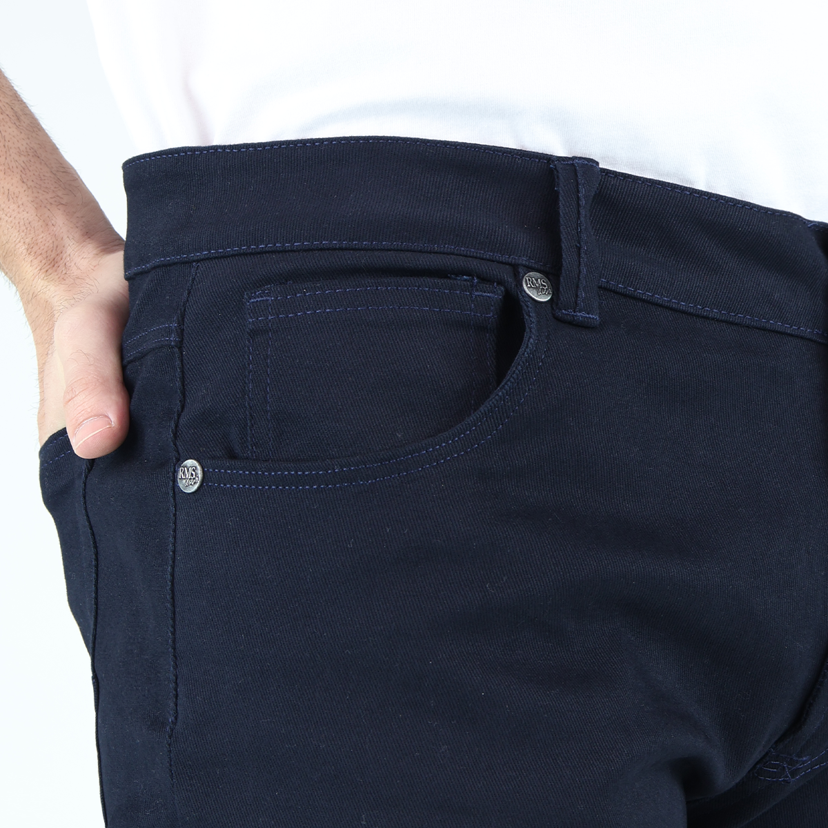 Foto 7 pulgar | Pantalón De Vestir Para Hombre Marca Rams Cottons Modelo Bull Denim  Color Azul Marino Corte Slim Fit
