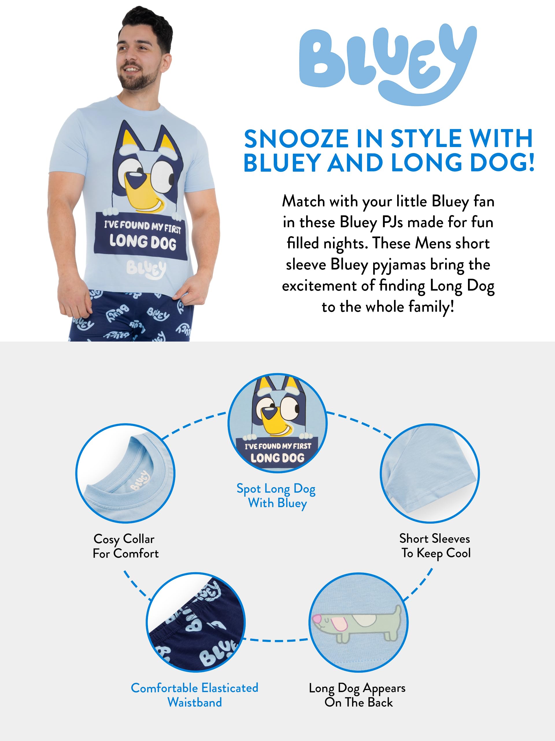 Foto 7 pulgar | Pijama Bluey Azul para Hombre - Venta Internacional