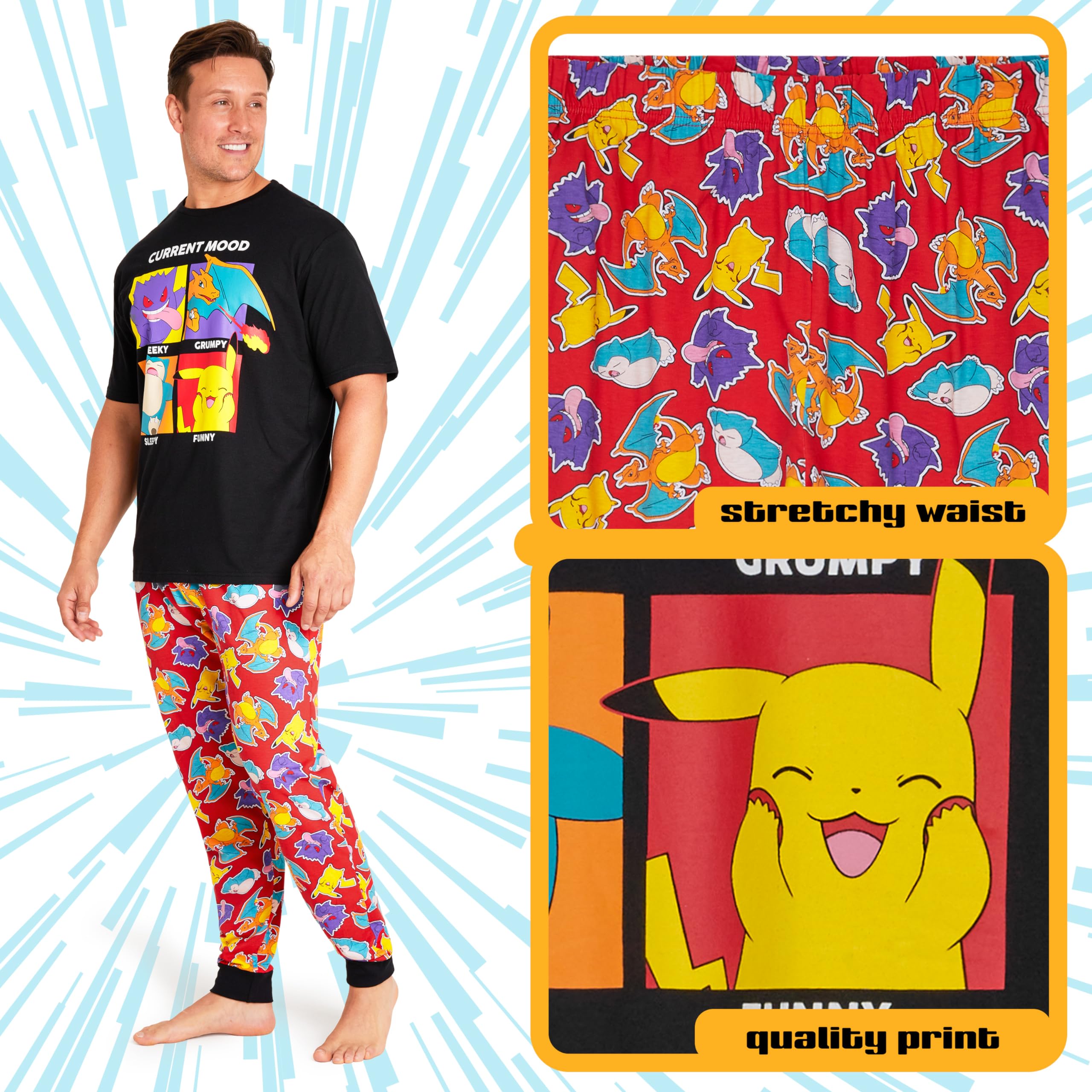 Foto 5 pulgar | Set De Pijama Pokémon Para Hombre Y Adolescente S-3xl (multicolor Y Negro, 2xl) - Venta Internacional.