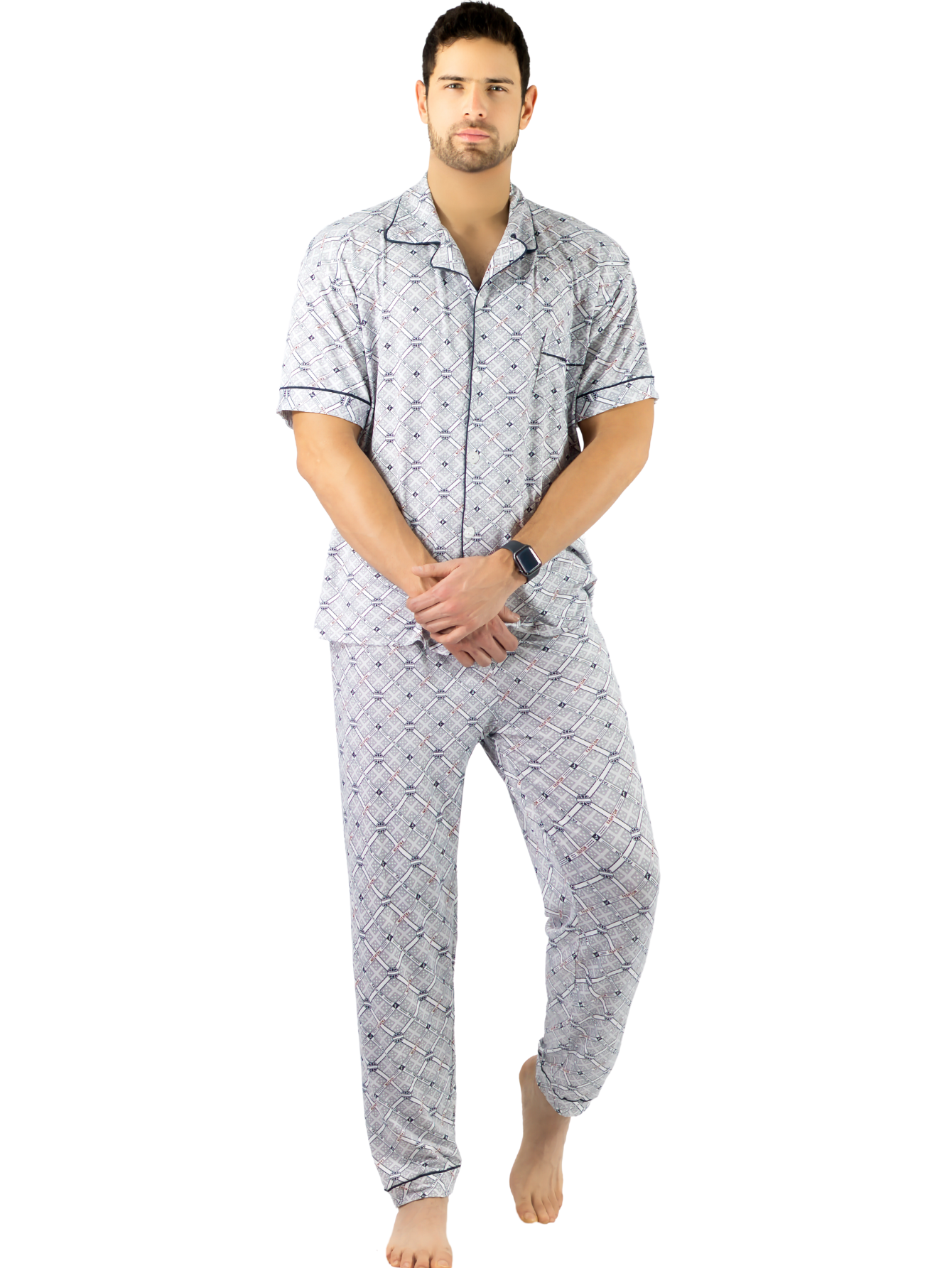 Foto 2 pulgar | Pijama de Hombre De 2 Piezas En Conjunto De Pantalón Y Camisa Pij-091 D3