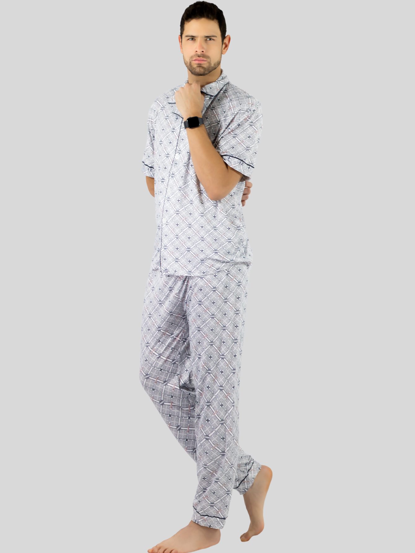 Foto 3 pulgar | Pijama de Hombre De 2 Piezas En Conjunto De Pantalón Y Camisa Pij-091 D3