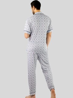 Foto 3 | Pijama de Hombre De 2 Piezas En Conjunto De Pantalón Y Camisa Pij-091 D3