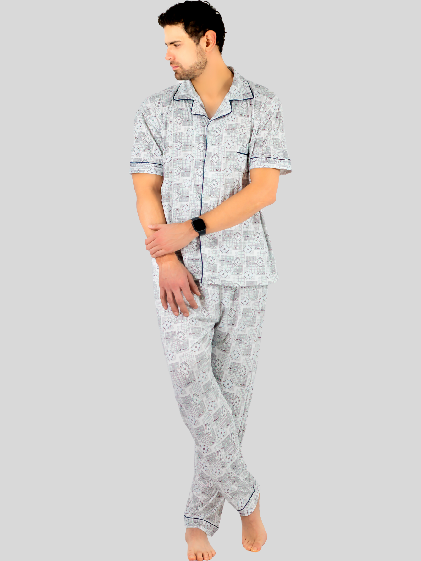 Foto 3 pulgar | Pijama Pantalón y Camisa Ligera para Hombre