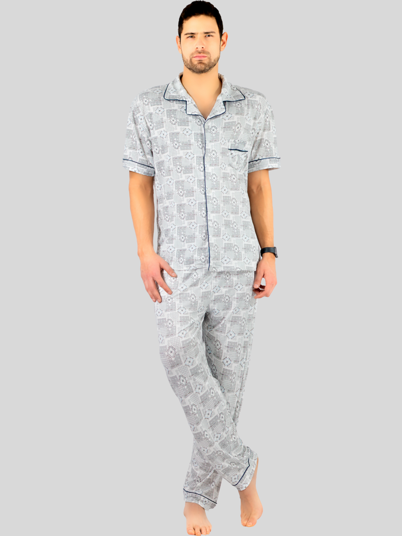 Foto 6 pulgar | Pijama Pantalón y Camisa Ligera para Hombre