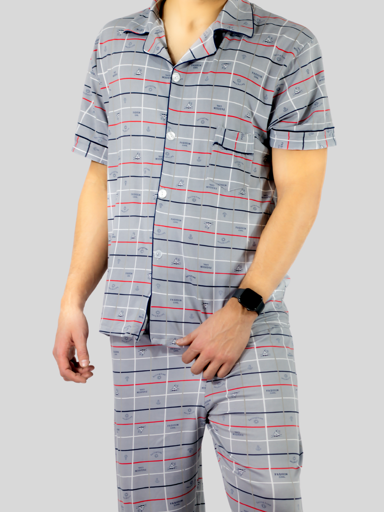Foto 5 pulgar | Pijama para Hombre Pantalón y Camisa PIJ-091 D1