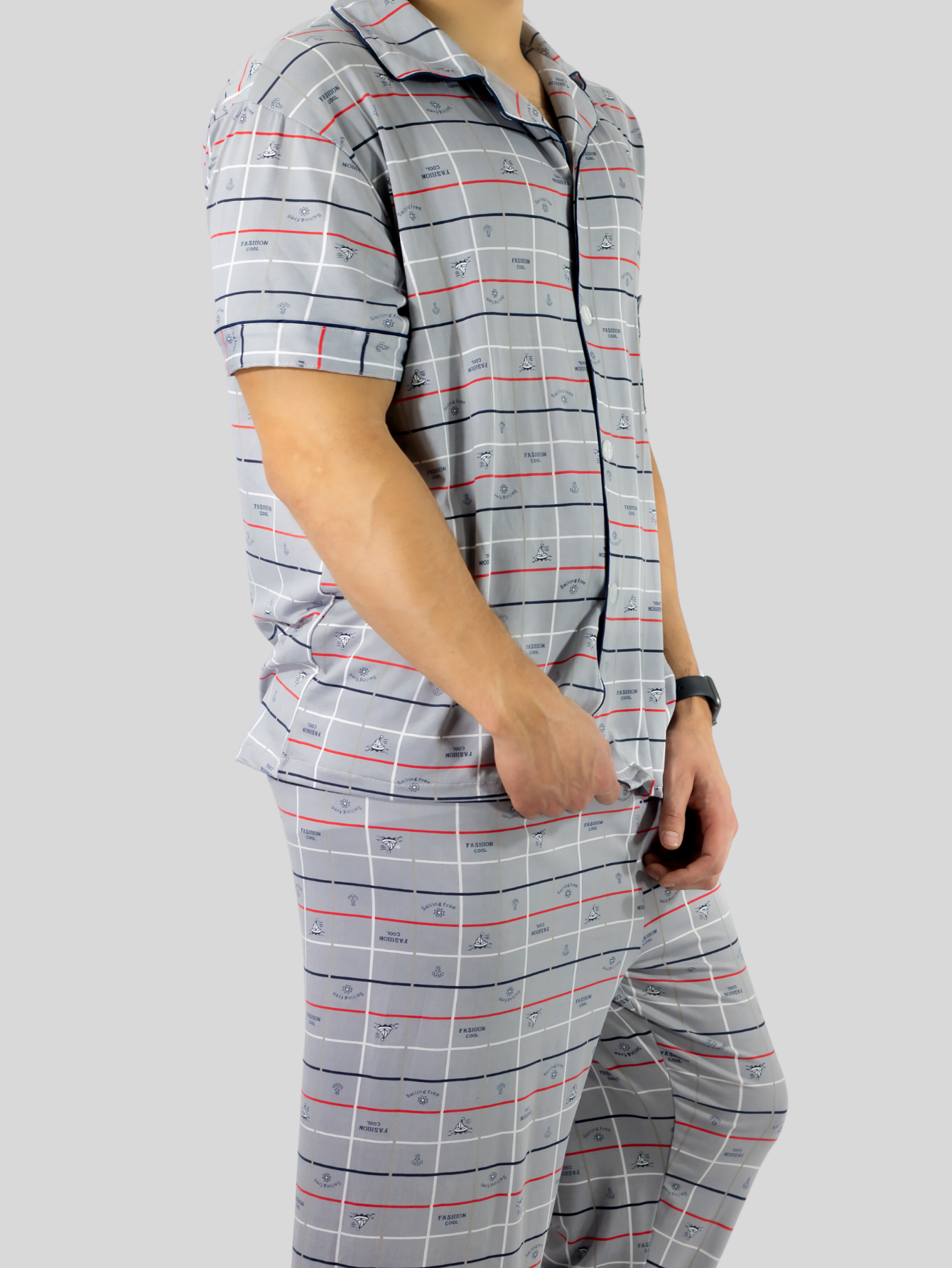 Foto 6 pulgar | Pijama para Hombre Pantalón y Camisa PIJ-091 D1