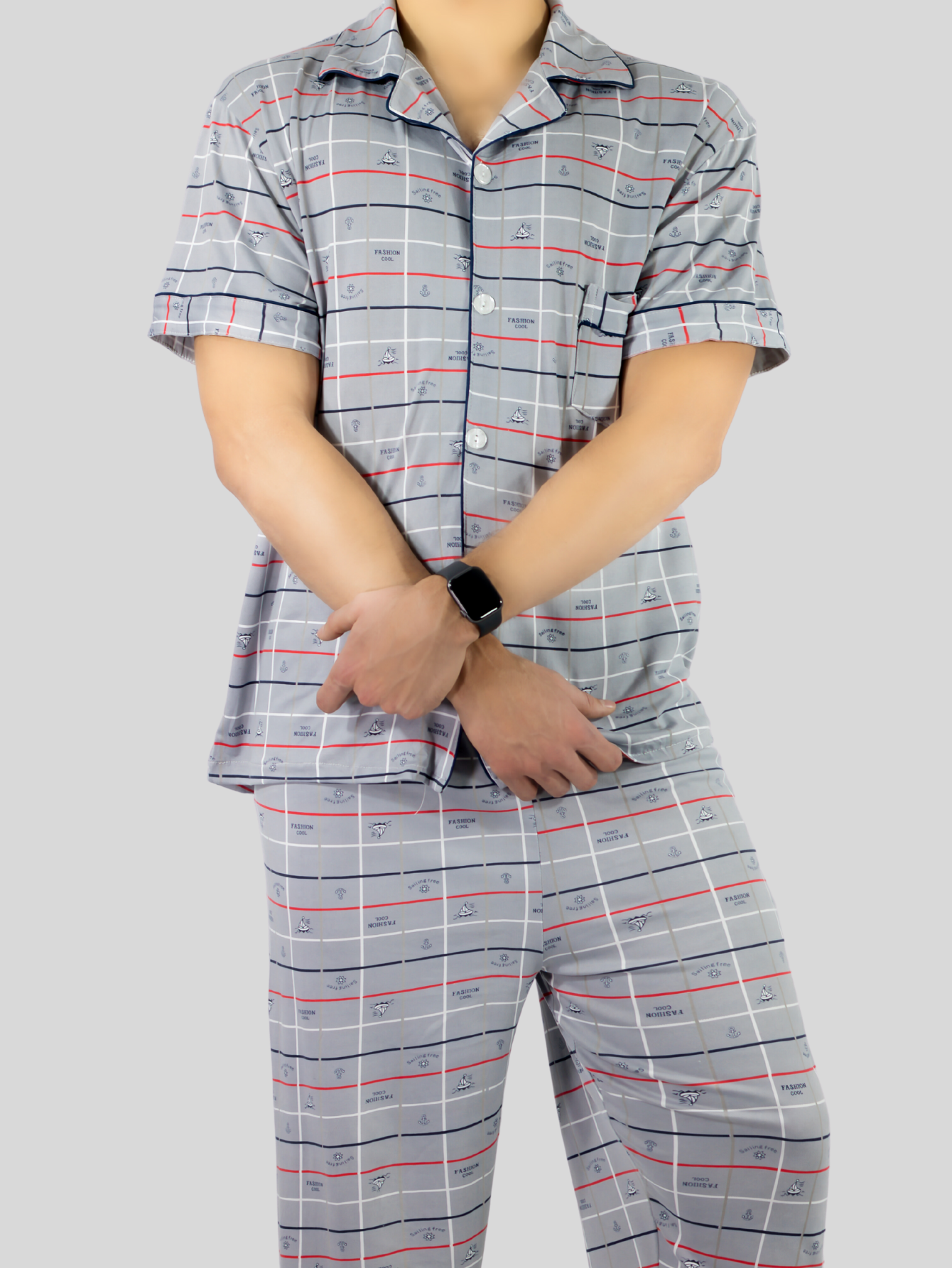 Foto 7 pulgar | Pijama para Hombre Pantalón y Camisa PIJ-091 D1