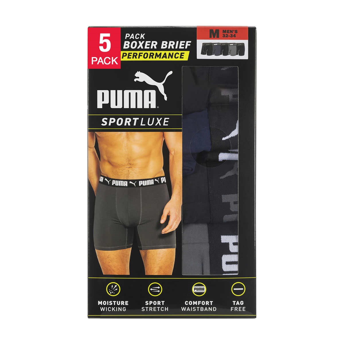 Foto 2 pulgar | Boxer Puma Negros 5 Piezas para Hombre