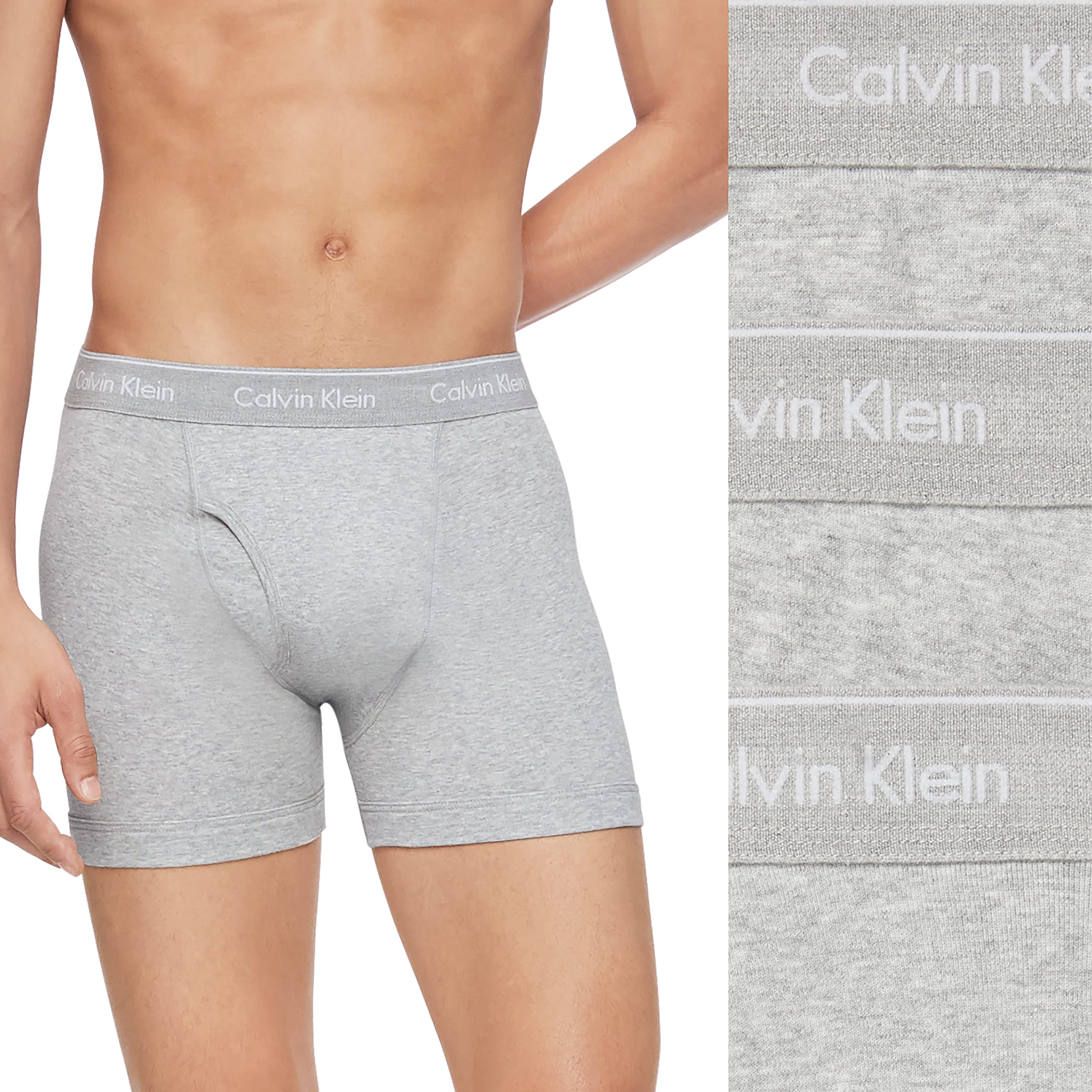 Foto 3 pulgar | Calzoncillo Bóxer Calvin Klein Cotton Classics Gris 3 Piezas para Hombre - Venta Internacional