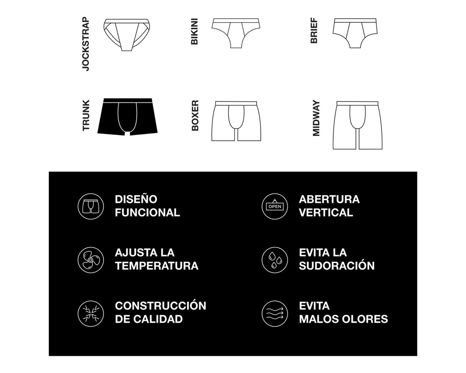 Foto 6 pulgar | Boxer Trunks Classic Unnder Ropa Interior Para Hombre 1 Pz Color Negro