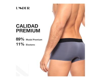 Foto 7 | Boxer Trunks Classic Unnder Ropa Interior Para Hombre 1 Pz Color Gris Oscuro