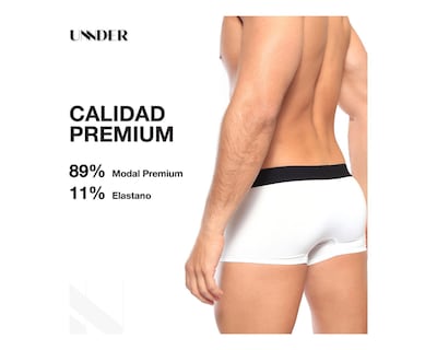Foto 7 | Boxer Trunks Classic Unnder Ropa Interior Para Hombre 1 Pz Color Blanco
