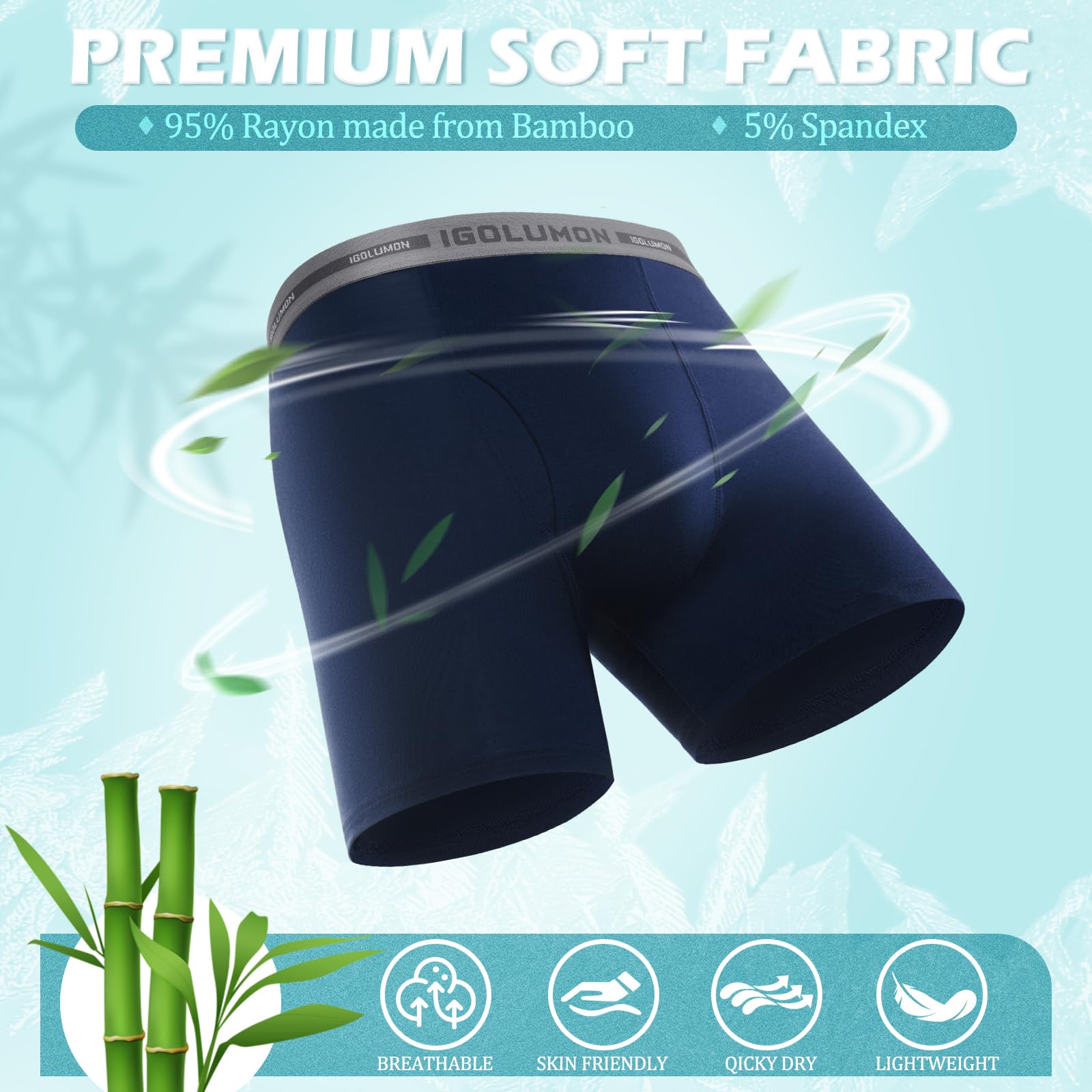 Foto 3 pulgar | Calzoncillos Tipo Bóxer Igolumon, Ropa Interior Para Hombre, Paquete De 6 Unidades, Bambú Rayón - Venta Internacional.