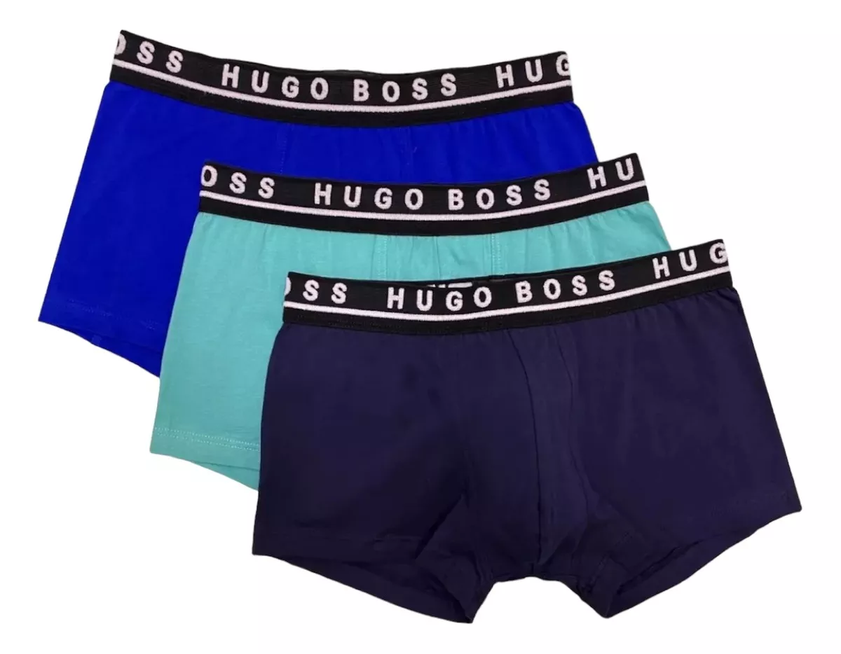 Foto 2 pulgar | Boxer Hugo Boss Trunk Cotton Stretch 3 Pack Azul