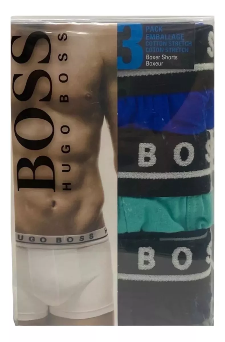 Foto 4 pulgar | Boxer Hugo Boss Trunk Cotton Stretch 3 Pack Azul