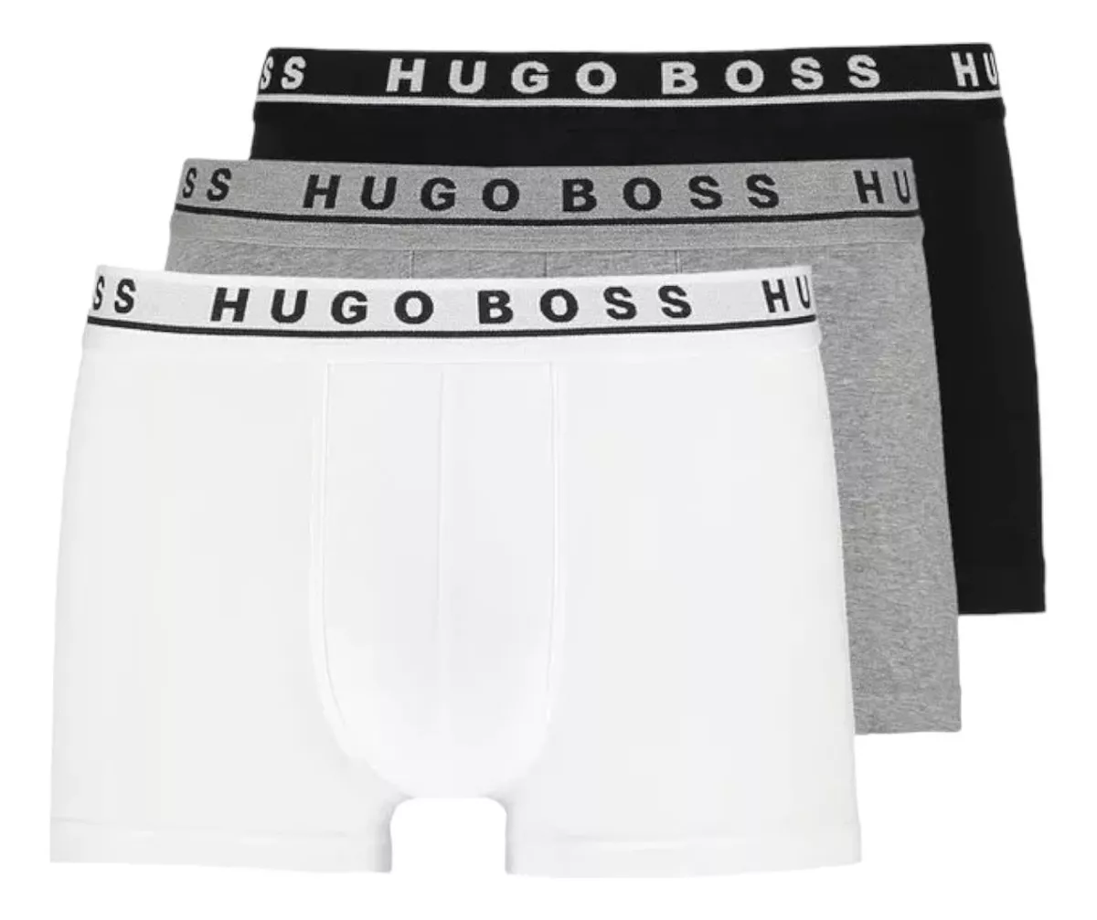 Foto 1 | Boxer Hugo Boss Trunk Cotton Negro/blanco 3 Pack