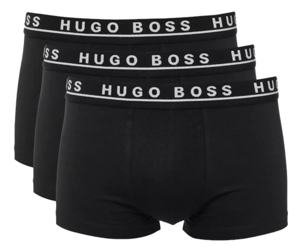 Foto 2 pulgar | Bóxer Corto Hugo Boss 3 Pack Cotton Stretch Negro