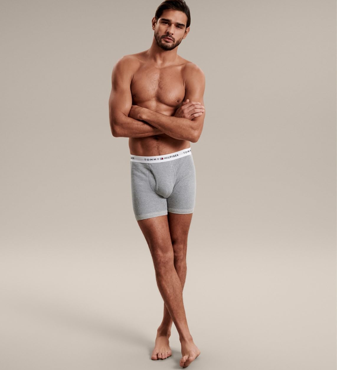 Foto 4 pulgar | Calzoncillo Bóxer Tommy Hilfiger Con 4 Bolsillos Para Hombre, Color Gris/azul Marino, Talla M - Venta Internacional.