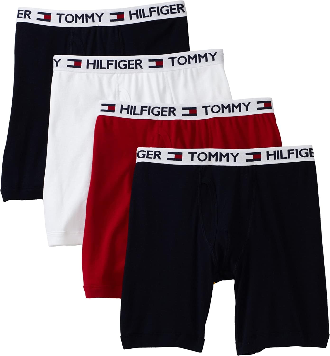 Calzoncillo Bóxer Tommy Hilfiger Con 4 Bolsillos Para Hombre, Color Rojo, Azul Marino Y Blanco - Venta Internacional.